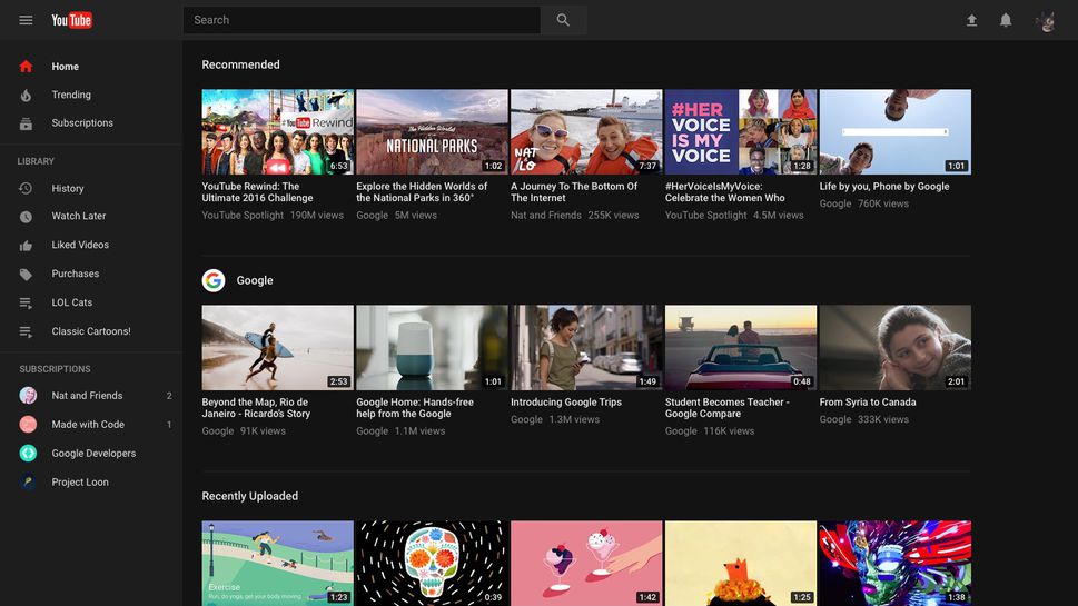 新版youtube的黑色模式